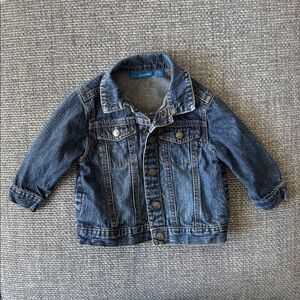 💚🐾GREEN DOG Sz 12 Months 100% Cotton Blue Denim Jean Jacket w/ Pockets/Snaps🐾💚